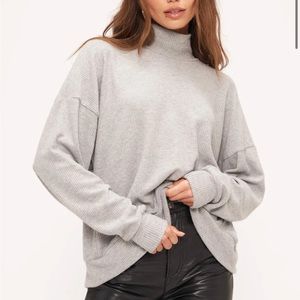 Rhye Heathered Cozy Relaxed Rib Long Sleeve - Heather Grey NWOT L